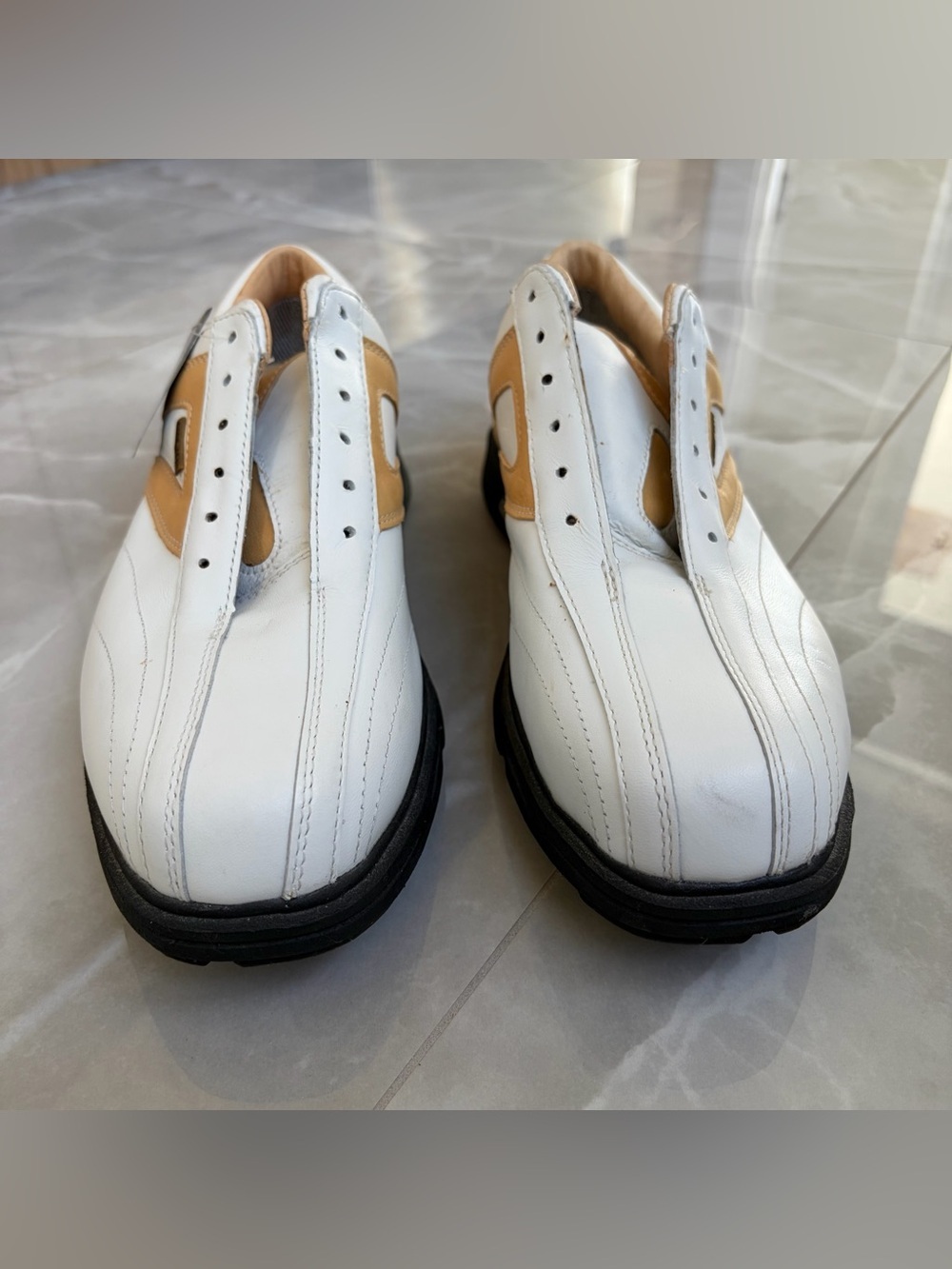 Etonic STGT Gore-Tex White Tan Soft Cleats Athletic Golf Shoes Womens Size 10 - Picture 3 of 8
